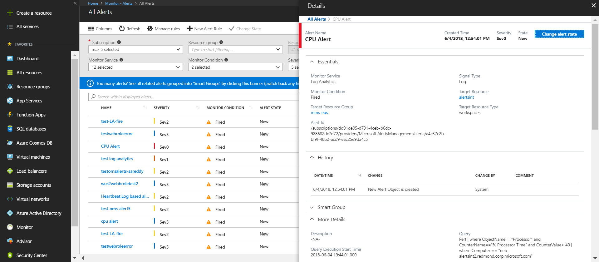 Azure ALert State mangement