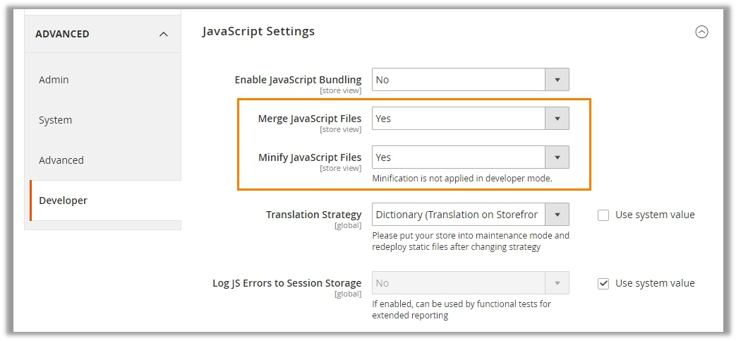 Javascript Setting