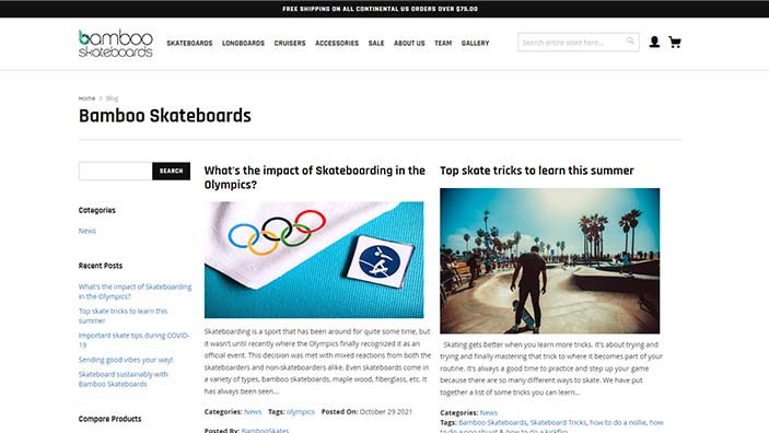 Website desktop layout